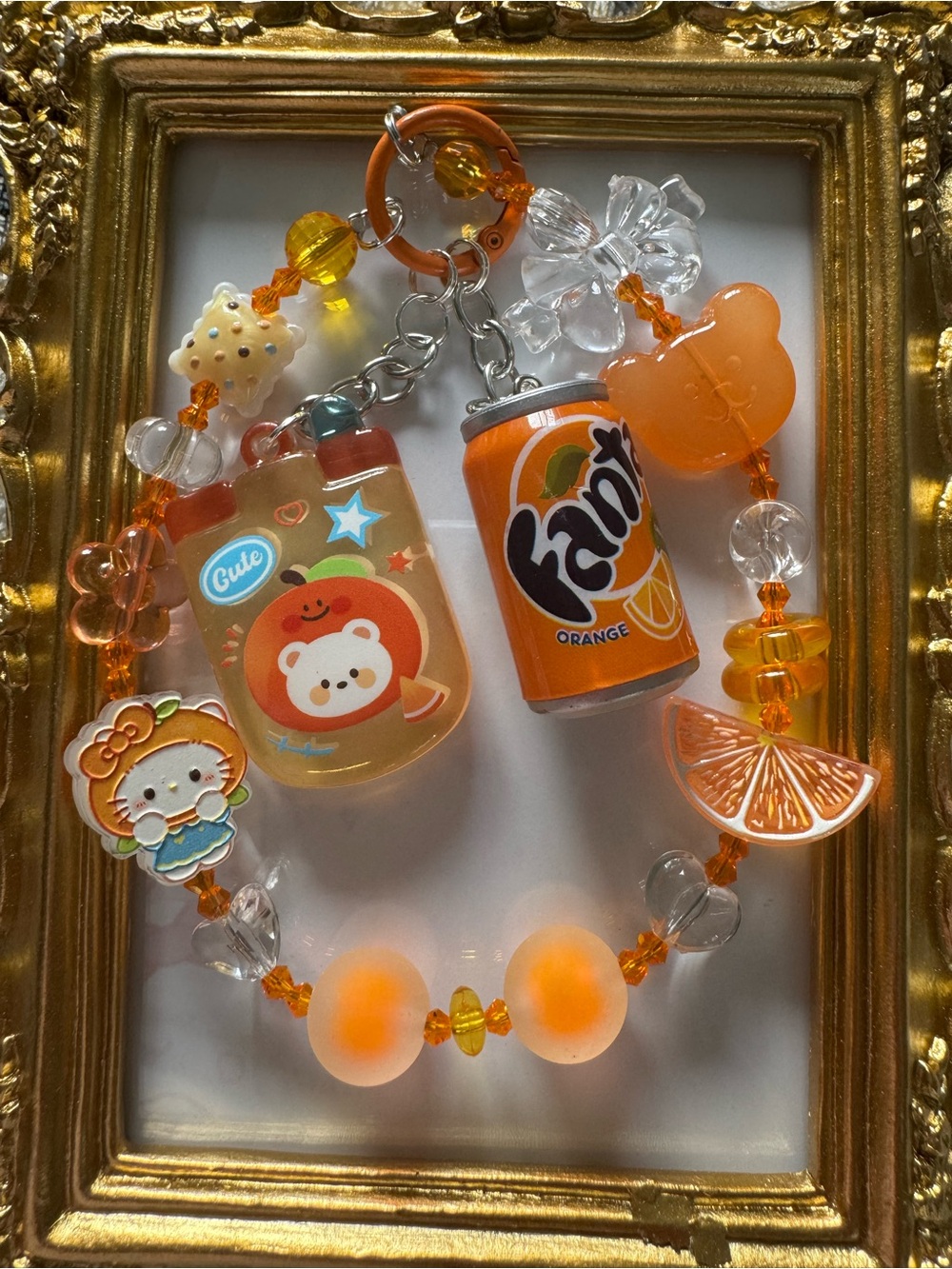 Cute Orange Soda & Bear Bag Charm Keychain for Accessories